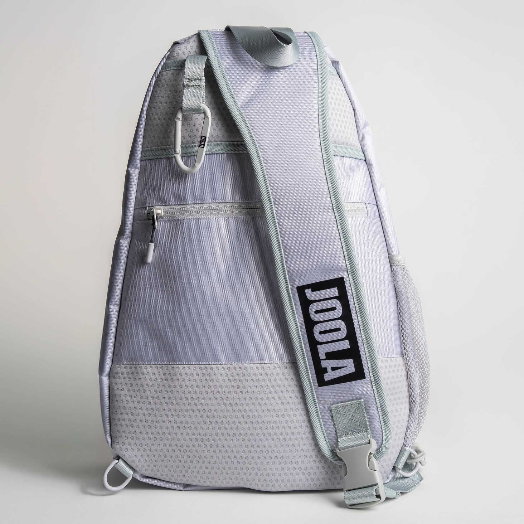 White background, product image of the JOOLA Sling Bag, Gray with Black and Gray JOOLA Logo on the Strap.
