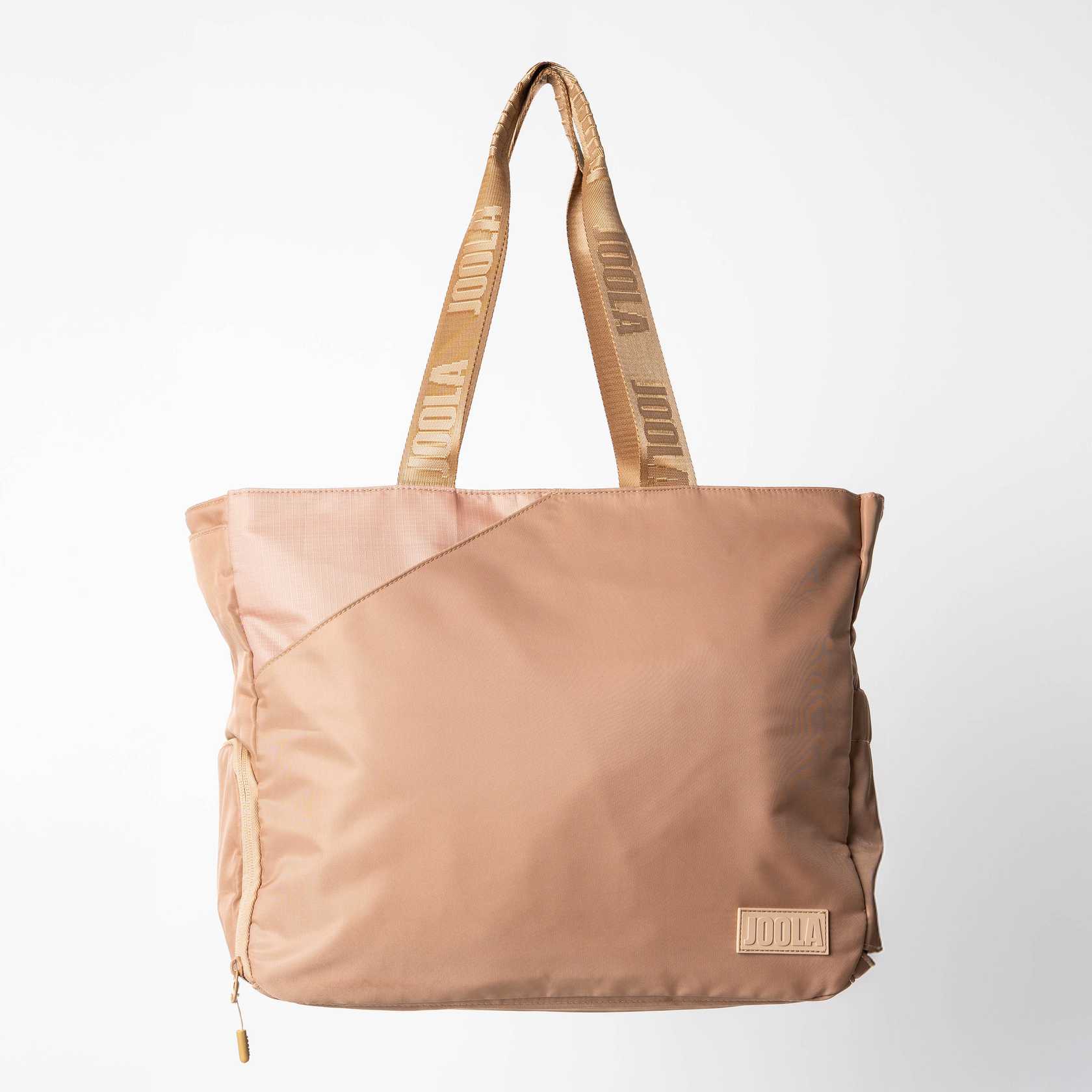 Gray background, product image of the JOOLA Tote Bag, Latte Colored.