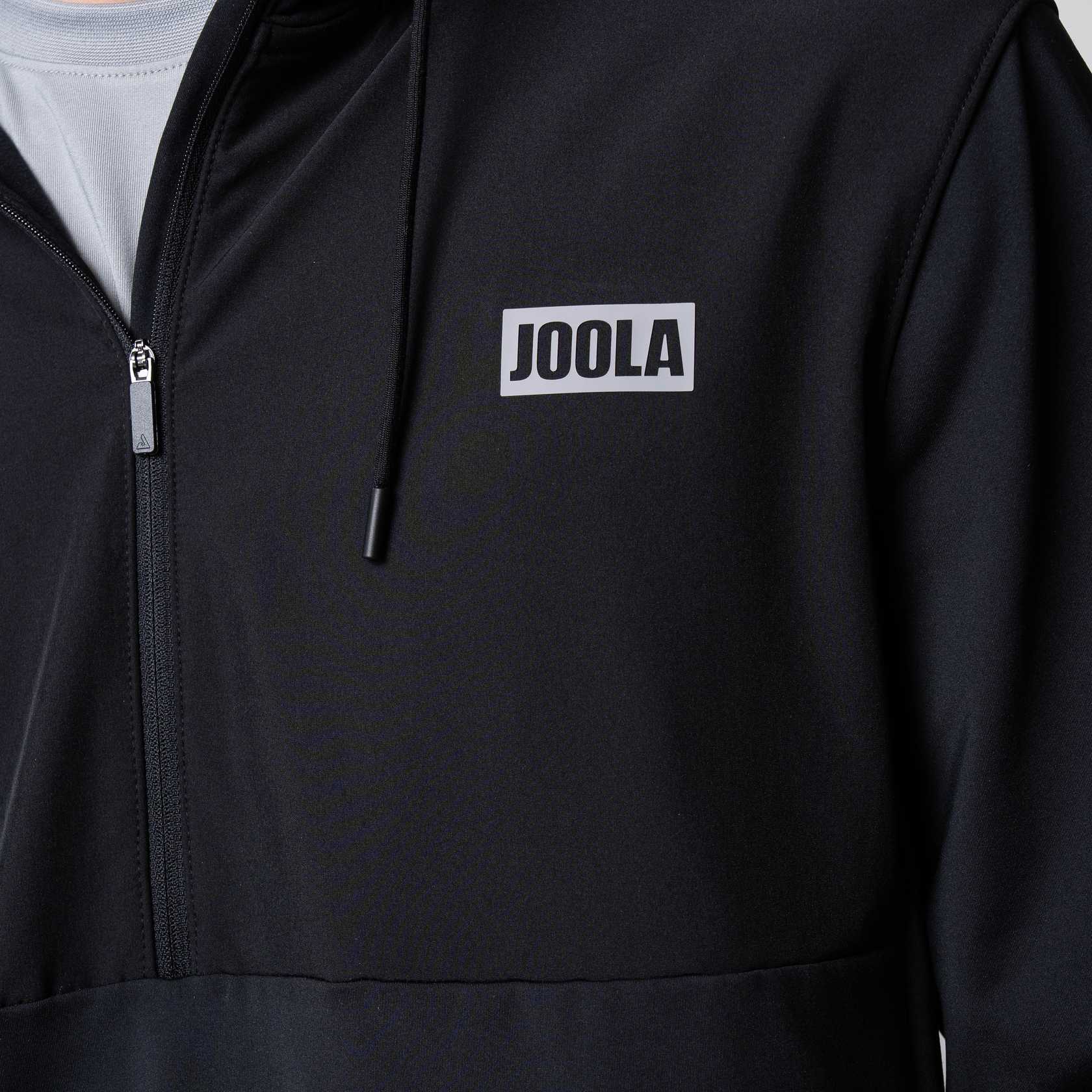 Black JOOLA quarter zip hoodie.