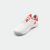 White background, product image of JOOLA TT SM4SH table tennis shoe, white and red colorway.