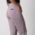 Image showing the back pocket and JOOLA logo on a pair of JOOLA Women's Ribbed Joggers, Dusty Mauve.