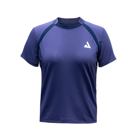 White background, product image showing a JOOLA Blocked Raglan Feminia table tennis shirt.