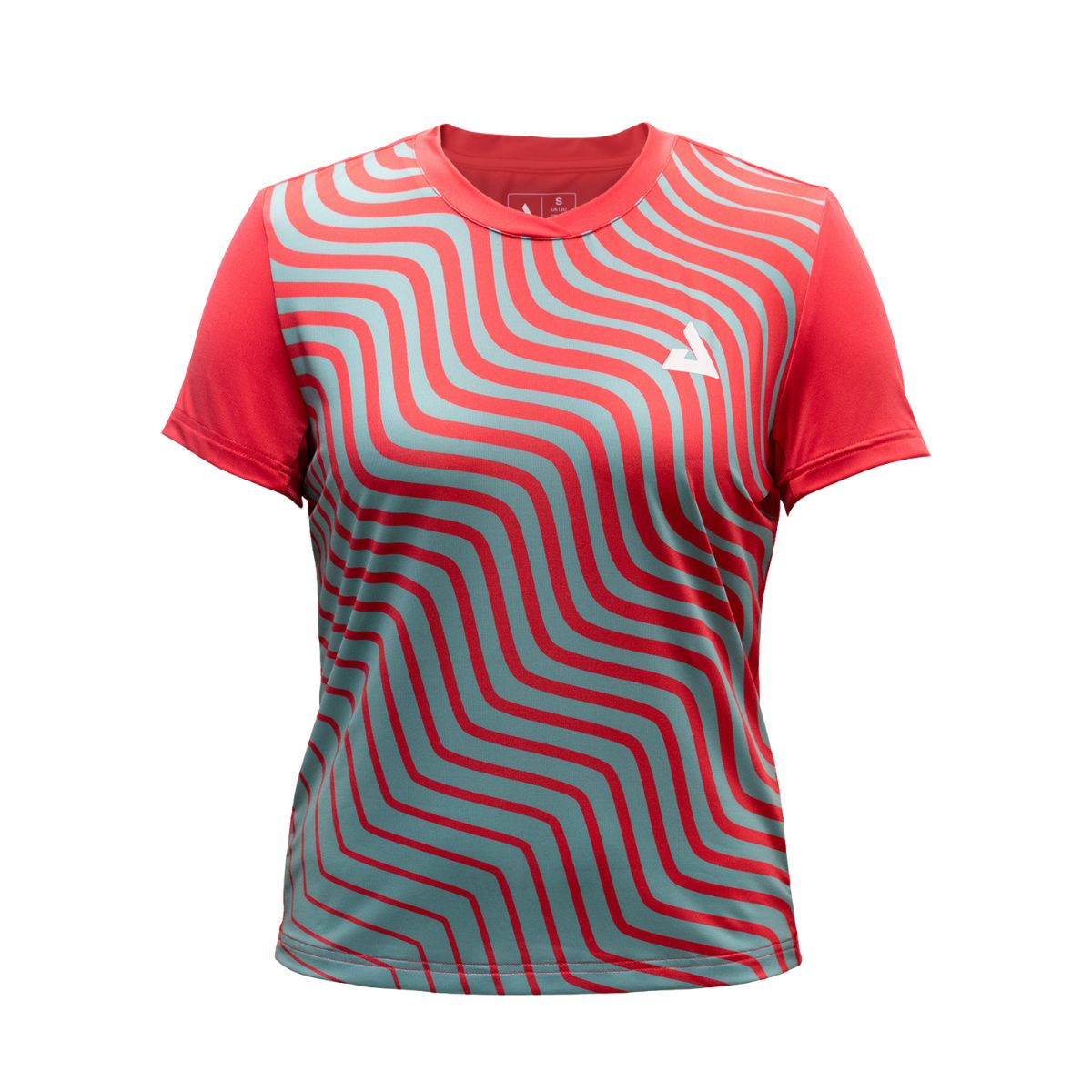 White background, product image showing the JOOLA Caniseta Feminina Raseberry Waves colored table tennis shirt.