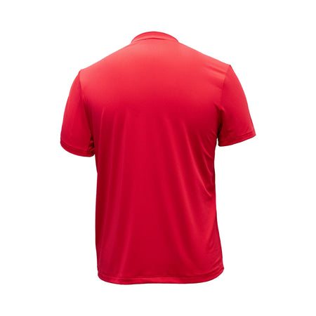 White background, product image showing the back of a JOOLA Camiseta Leopard print table tennis shirt.