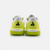 White background, product image of the Men's R4LLy pickleball shoe in lime, white and black colorway. Image shows the black JOOLA Trinity logo on the back of the shoe.