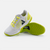 White background, product image of the Men's R4LLy pickleball shoe in lime, white and black colorway.