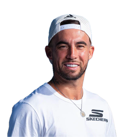 Vector image of JOOLA pro Tyson McGuffin posing in JOOLA hat.