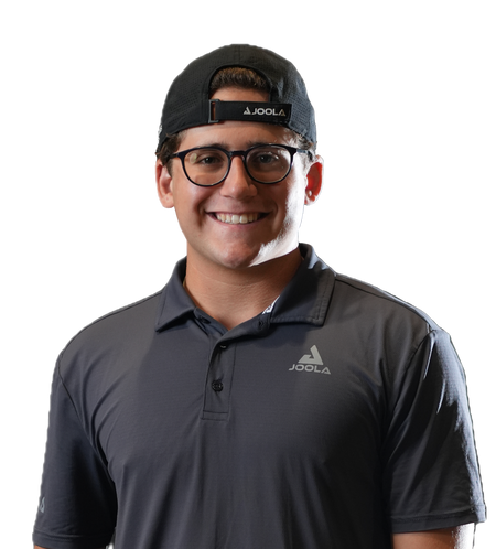 Vector image of JOOLA Pro Chase Brautman holding a JOOLA Perseus 3S.