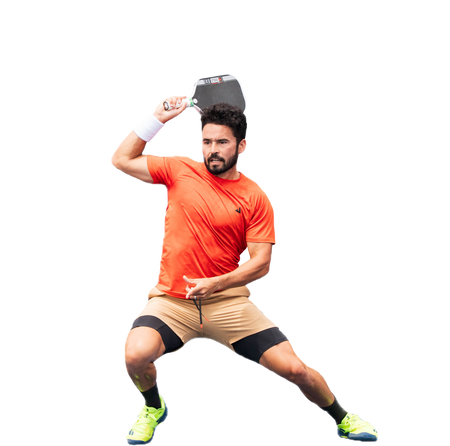 JOOLA Pro Noe Khlif holding a JOOLA Perseus Pro IV and wearing JOOLA apperal.