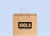 A light blue background with an image of a brown bag with the words "JOOLA Outlet" prinited on the front.