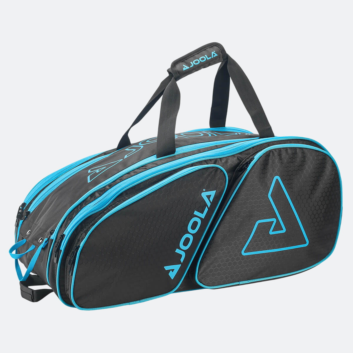 Product photo of the JOOLA Tour Elite Pickleball Duffle in Black & Light Blue #Black/Light Blue