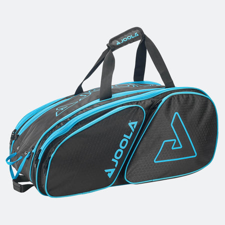 Product photo of the JOOLA Tour Elite Pickleball Duffle in Black & Light Blue #Black/Light Blue