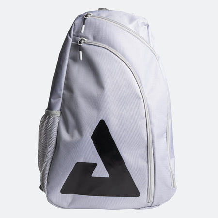 Gray backpack with a black JOOLA Trinity logo on a white background