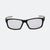View of the clear lenses of a pair of JOOLA RJX Enhance glasses, matte black.