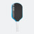 White background, image of the JOOLA Hyperion Pro V pickleball paddle, white handle, blue and white edge guard and black surface.
