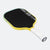 Yellow and black pickleball paddle on a white background.