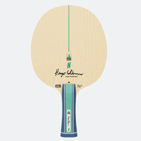 White background, product image of a Hugo Calderano signature racket blade.