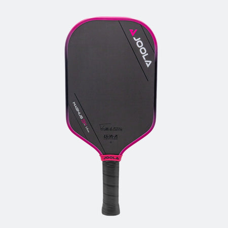 Black and pink Magnus pickleball paddle with JOOLA branding on a white background.
