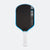 White background, image of the JOOLA Hyperion Pro V pickleball paddle, white handle, blue and white edge guard and black surface.