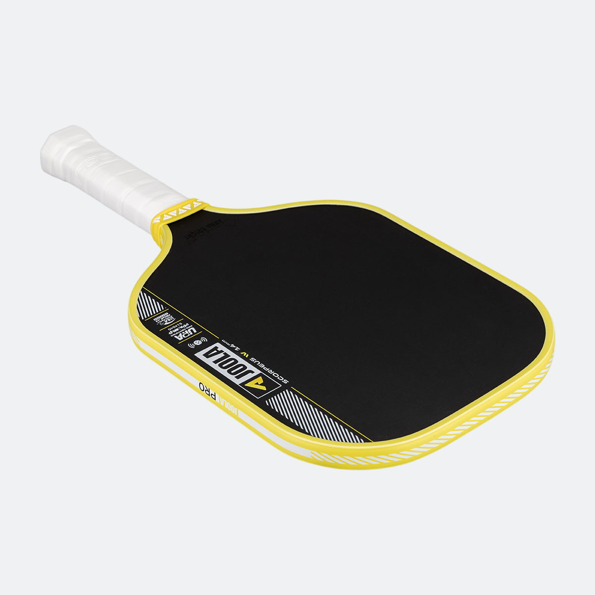 White background, angled view of the Scorpeus Pro IV pickleball paddle.