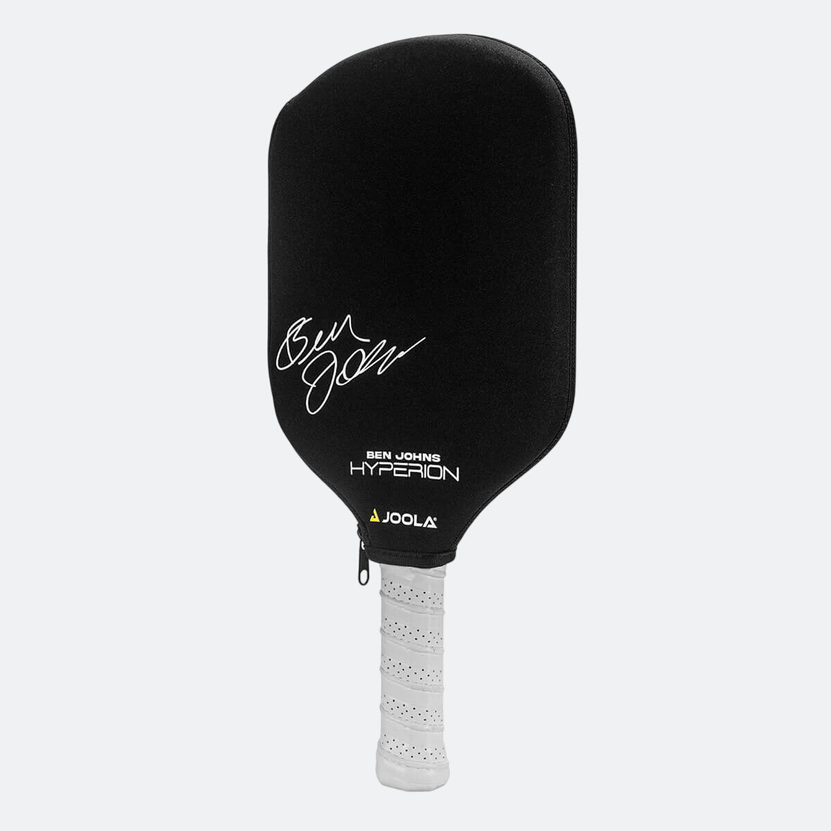 White Background Image: JOOLA Ben Johns autographed Hyperion Pickleball Paddle Cover, black.