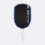 White background, product image showing the JOOLA Agassi Pro V pickleball paddle with blue edge guard and white handle.