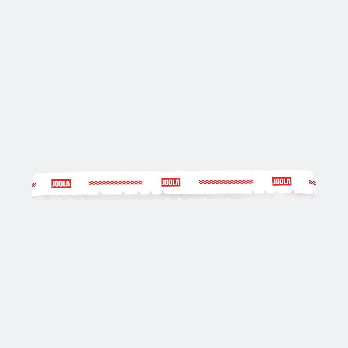 White background, picture of an unrolled roll of JOOLA Pro IV edge guard tape.