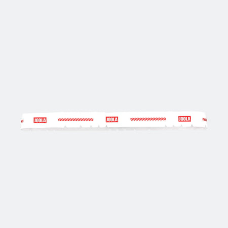 White background, picture of an unrolled roll of JOOLA Pro IV edge guard tape.