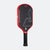White background, product image of the Hyperion Double Vision pickleball paddle, red edge guard and black handle.