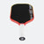 Pickleball paddle with black face, red frame, and white handle on a white background