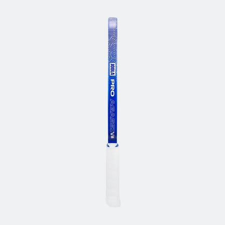 White background photo showing the blue and white edge guard of the Agassi Pro V.