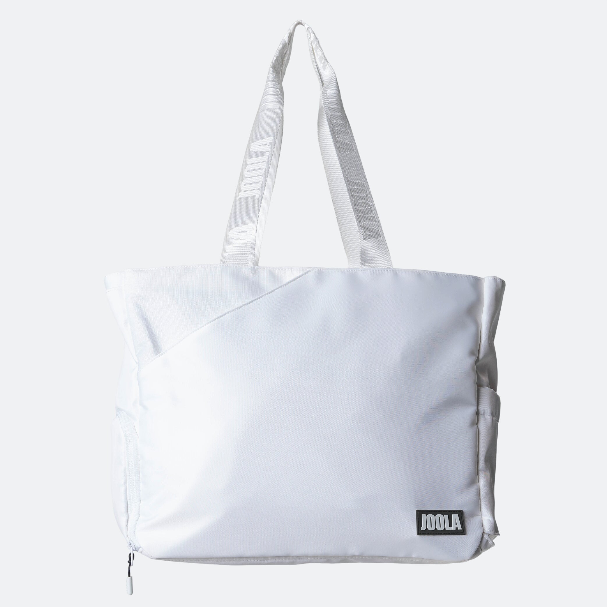 White JOOLA tote bag with 'JOOLA' branding on a white background