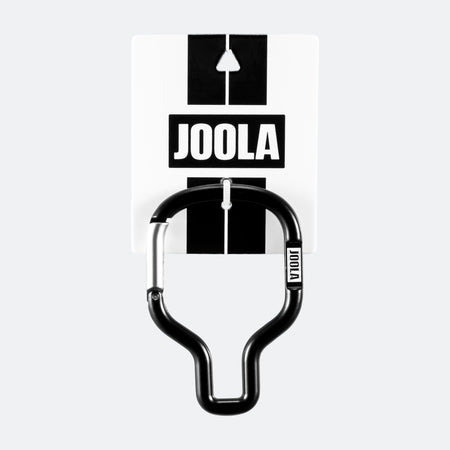 Black and white JOOLA pickleball paddle caribiner.