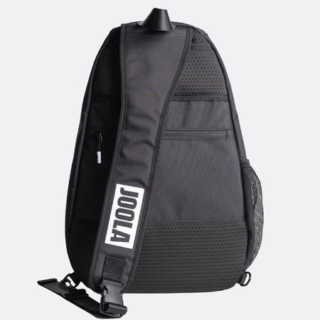Black sling bag with 'JOOLA' branding on a white background.