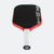 Red and black pickleball paddle on a white background