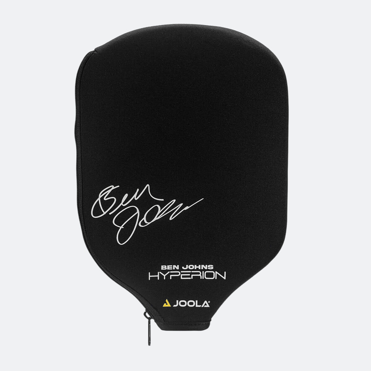 White Background Image: JOOLA Ben Johns autographed Hyperion Pickleball Paddle Cover, black.