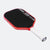 Pickleball paddle with red frame and white handle on a white background