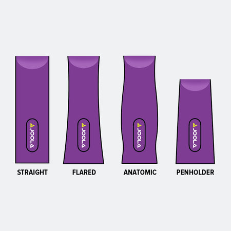 Infographic image of the variety of JOOLA Table Tennis Blade Handles.