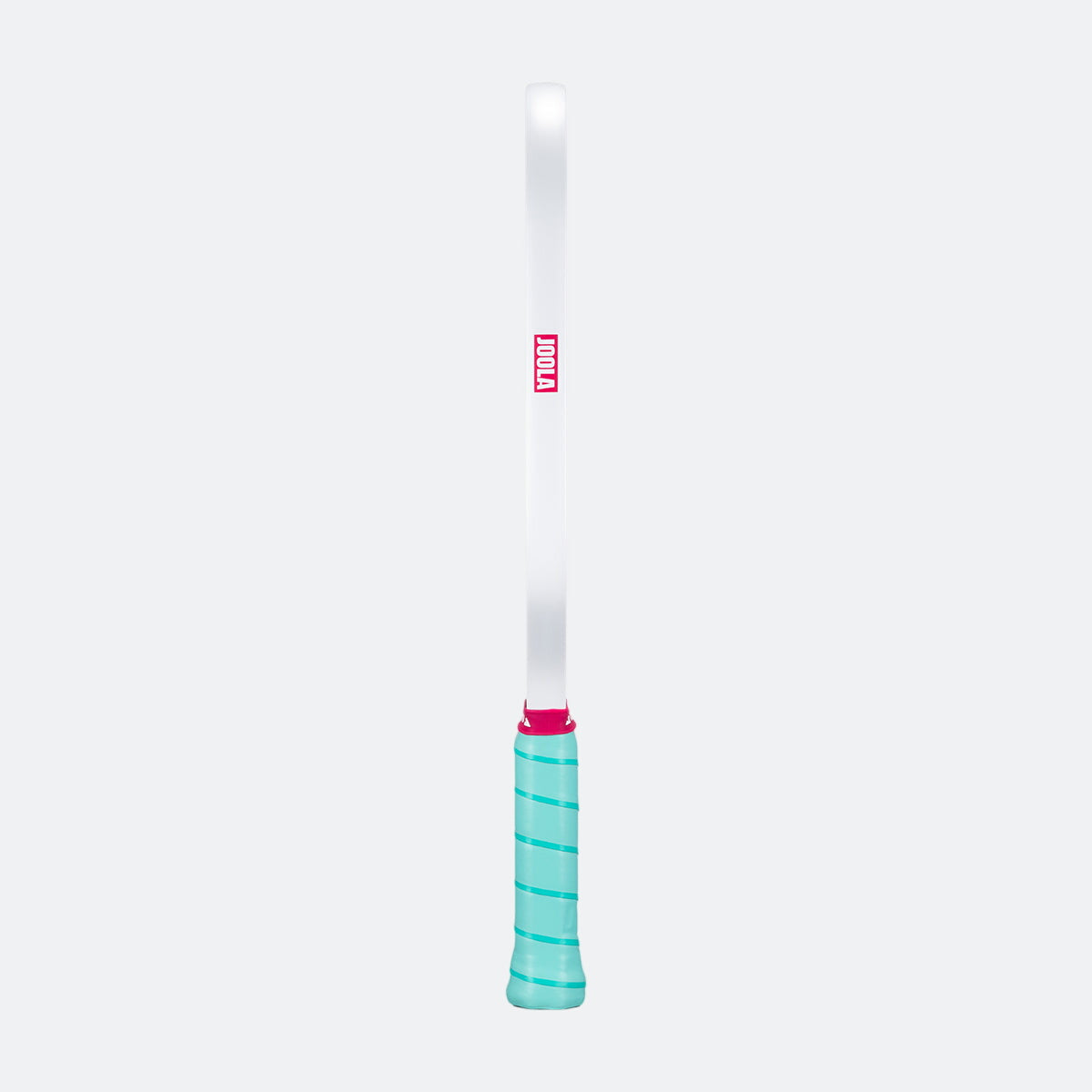 White background, product image showing the white edge guard and teal handle on the JOOLA Perseus Astral pickleball paddle.