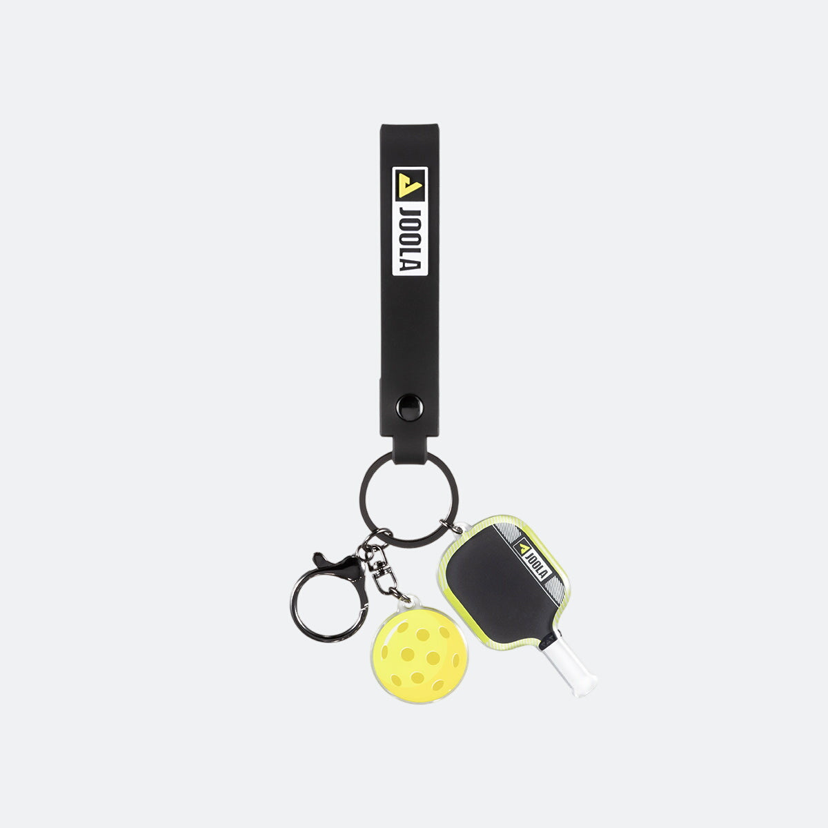 Anna Bright Scopeus Pro IV keychain with paddle and ball charm featuring Joola logo on a white background