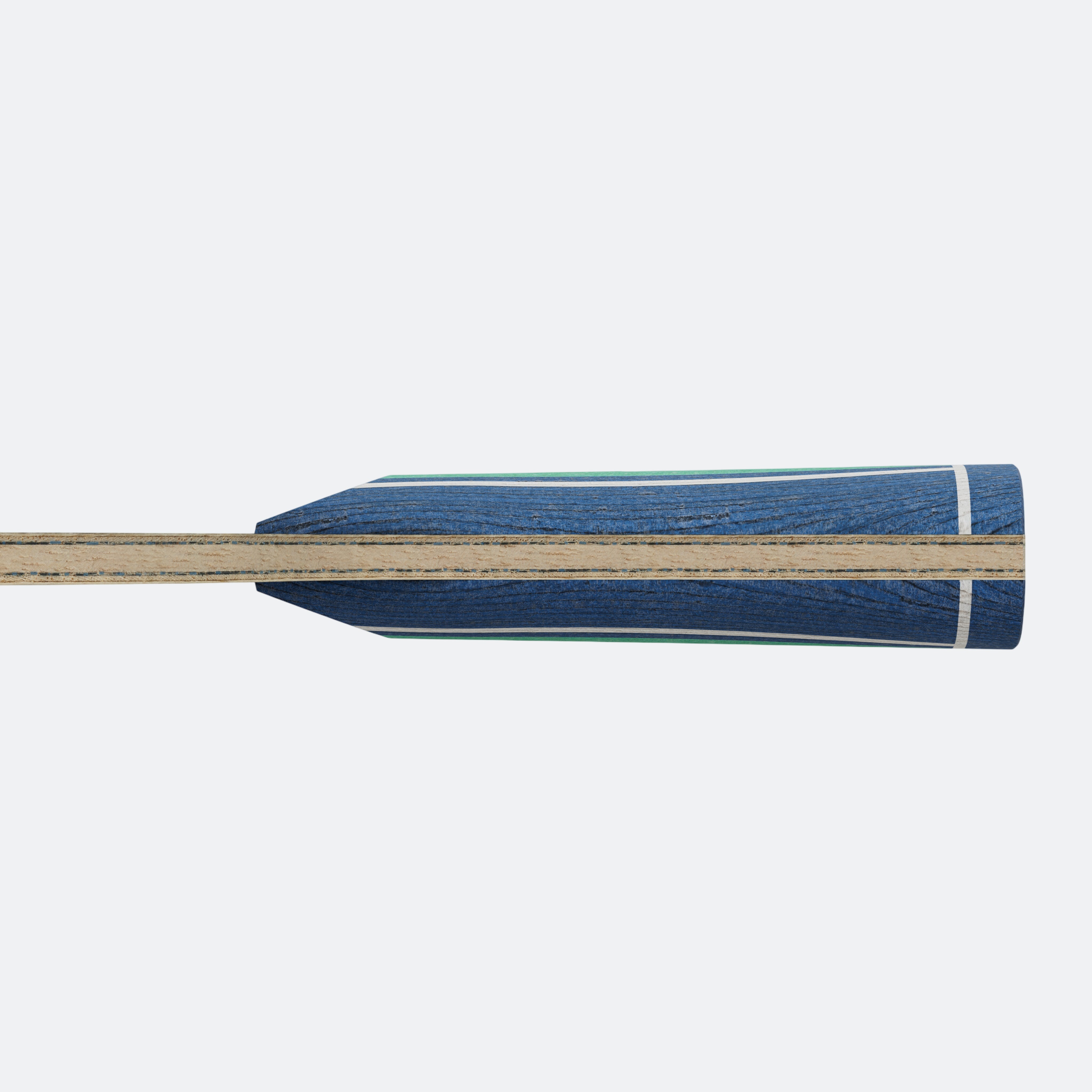 White background, product image of a Hugo Calderano signature racket blade's handle.