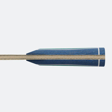 White background, product image of a Hugo Calderano signature racket blade's handle.