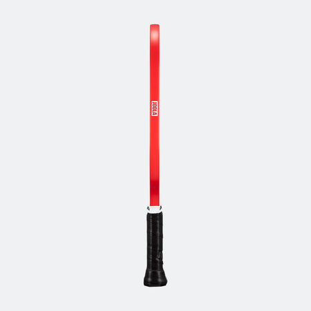 White background, image of the red edge guard on the JOOLA Essentials Dash pickleball paddle.