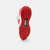 White background, product image of the JOOLA Women's R4LLy pickleball shoe in red and white colorway. Image shows the bottom tred and carbon fiber shank on the bottom of the shoe.