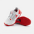 White background, stylized image of a pair of JOOLA R4LLy women's pickleball shoes, red and white colorway.
